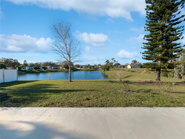 property view of water with fence