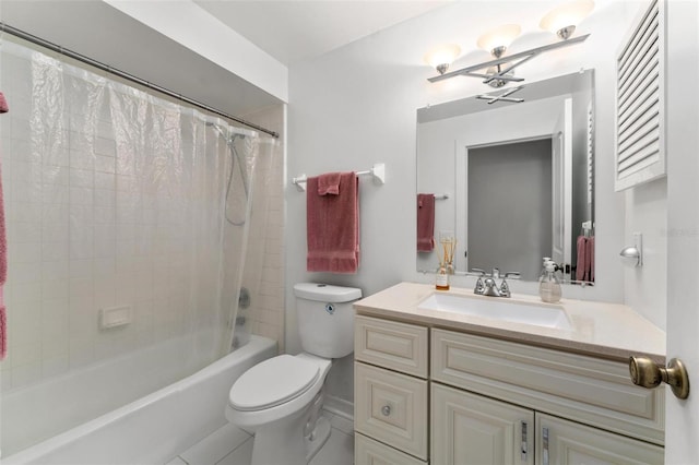 1581 Monica Joy Cir, Longwood, FL 32779 - bathroom with toilet, shower / tub combo, a notable chandelier, and vanity