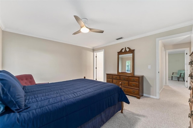 1581 Monica Joy Cir, Longwood, FL 32779 - bedroom featuring visible vents, crown molding, light carpet, and baseboards