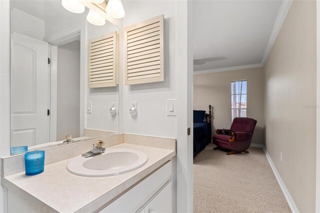 1581 Monica Joy Cir, Longwood, FL 32779 - bathroom with baseboards, ornamental molding, and vanity