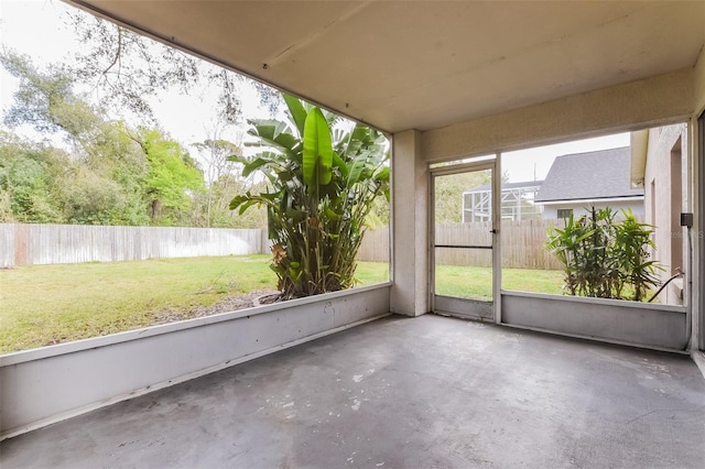 view of unfurnished sunroom