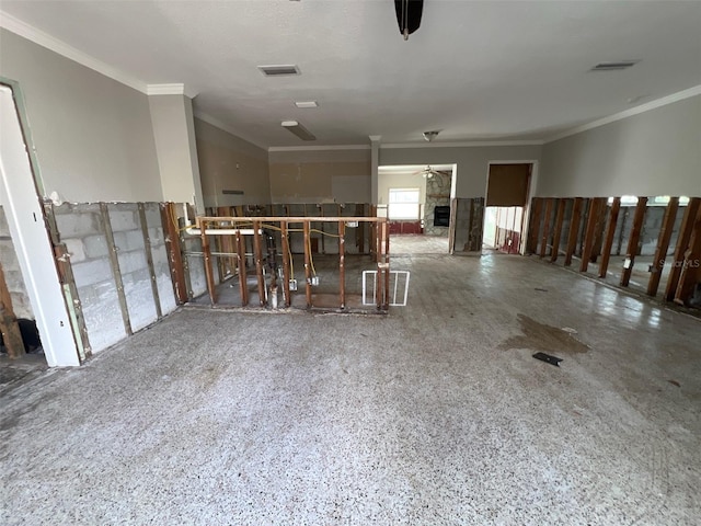 garage with ceiling fan and visible vents