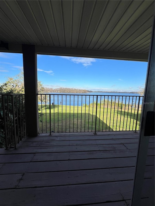 deck with a water view