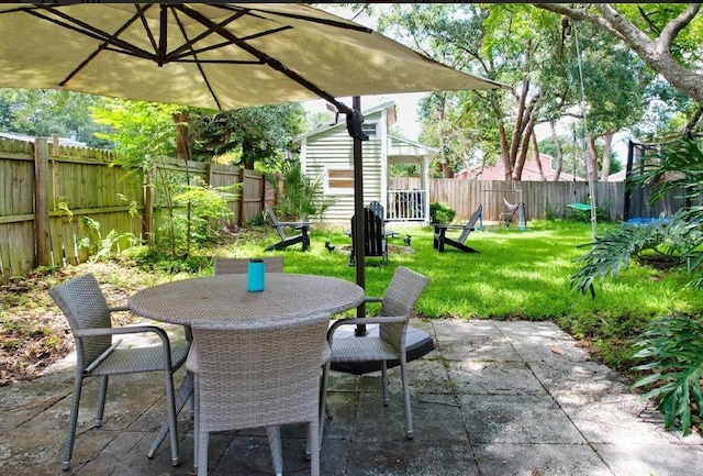 view of patio / terrace with outdoor dining space and a fenced backyard