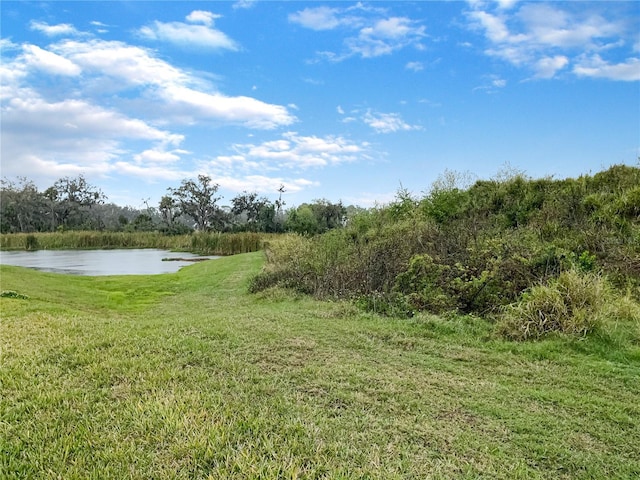 view of yard featuring a water view