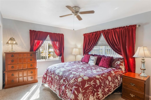 bedroom featuring a ceiling fan and carpet flooring