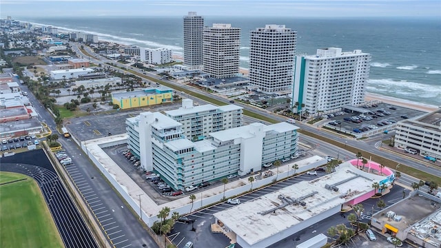 bird's eye view with a view of city and a water view