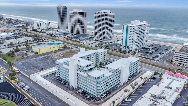 aerial view with a view of city and a water view