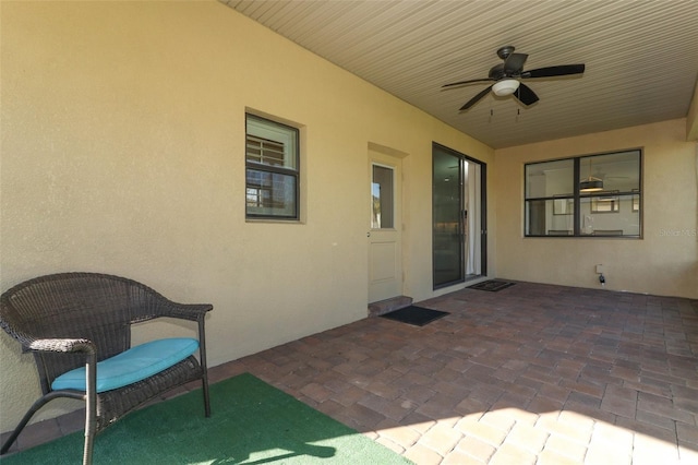 view of patio with a ceiling fan