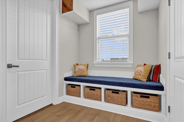 mudroom with light wood-style flooring