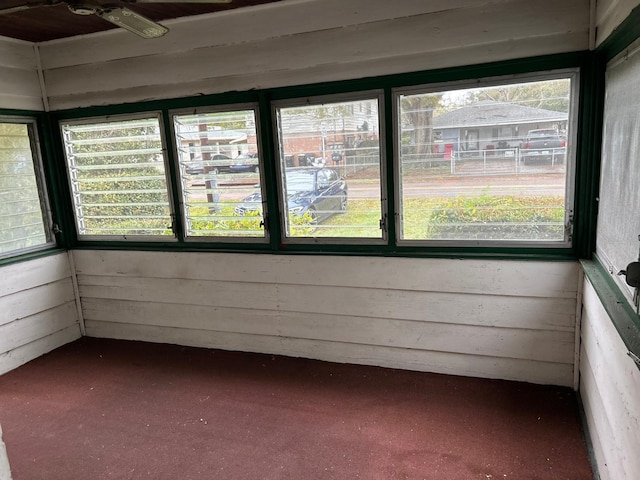 view of unfurnished sunroom