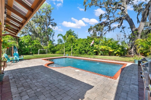 pool with a patio area