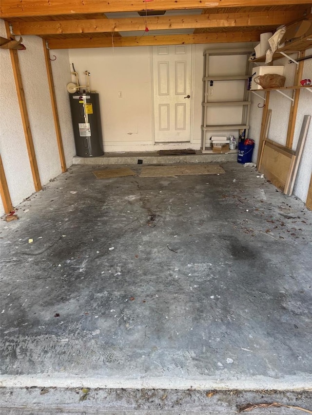 garage with electric water heater