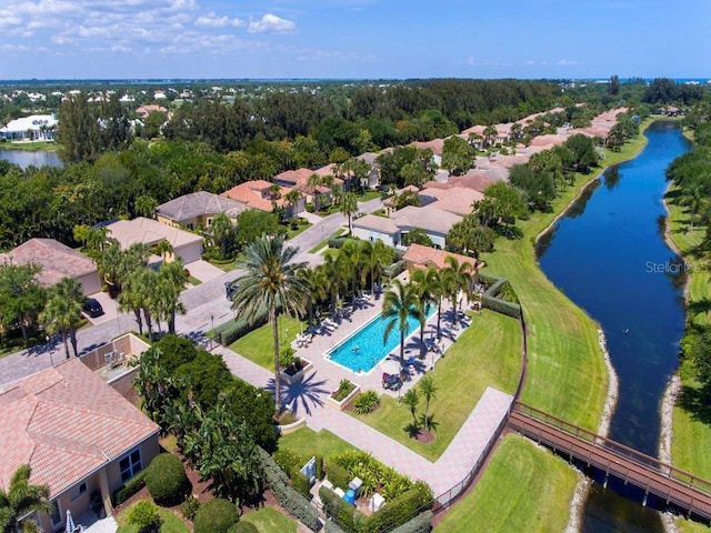 bird's eye view featuring a water view