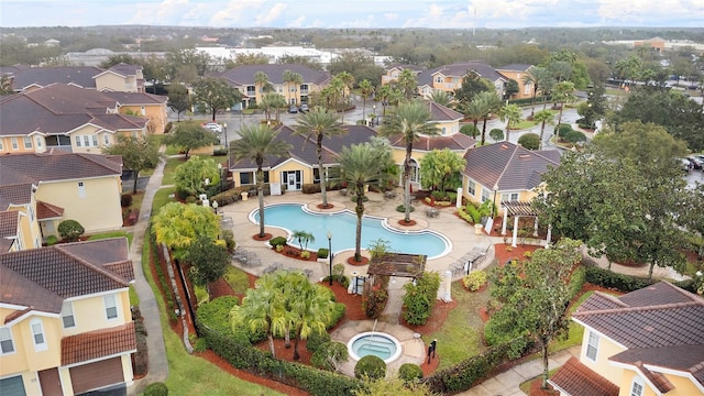 bird's eye view with a residential view