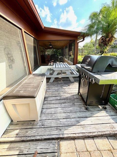 deck featuring area for grilling