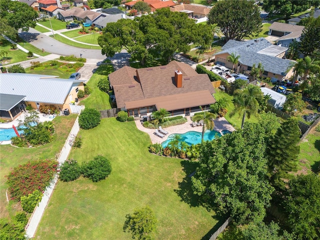 drone / aerial view with a residential view