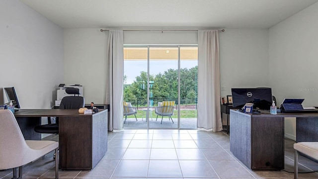 office featuring light tile patterned flooring