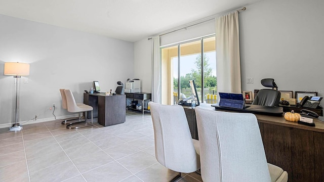 dining room with light tile patterned floors