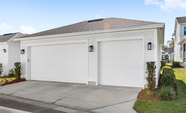 view of detached garage