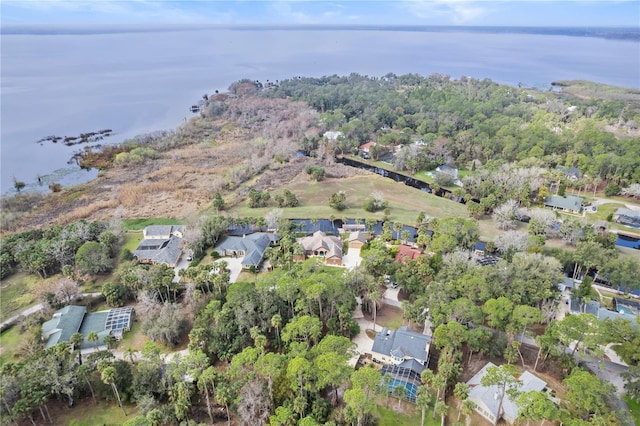 bird's eye view with a water view and a residential view