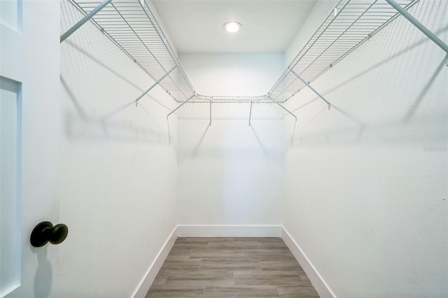 spacious closet with wood finished floors