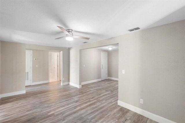 1203 S Pomegranite Ave, Sanford, FL 32771 - unfurnished room featuring baseboards, a ceiling fan, visible vents, and light wood-style flooring