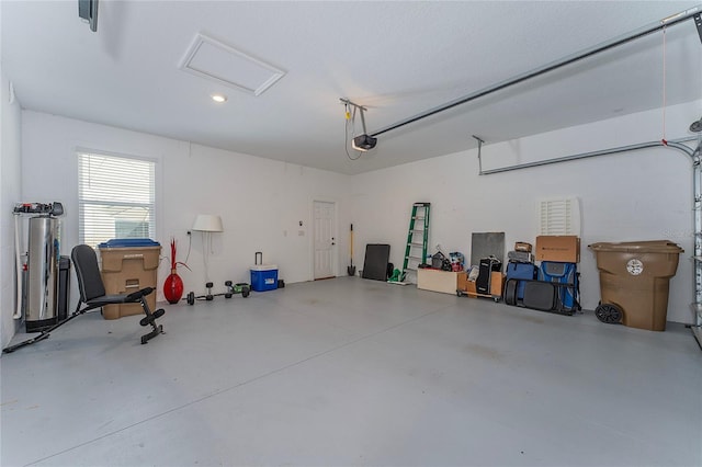 garage with a garage door opener