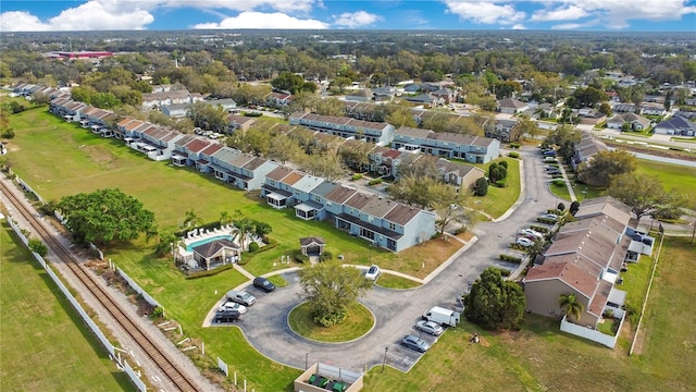 birds eye view of property with a residential view