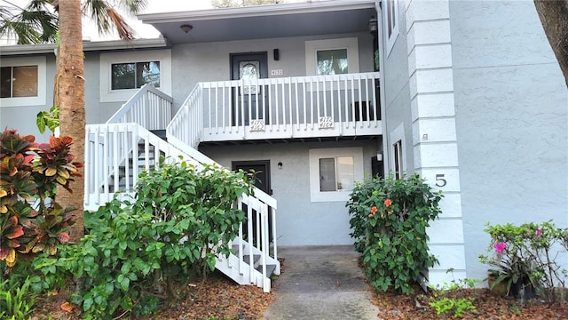 exterior space with stucco siding