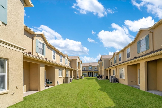 view of property's community with a residential view and a yard