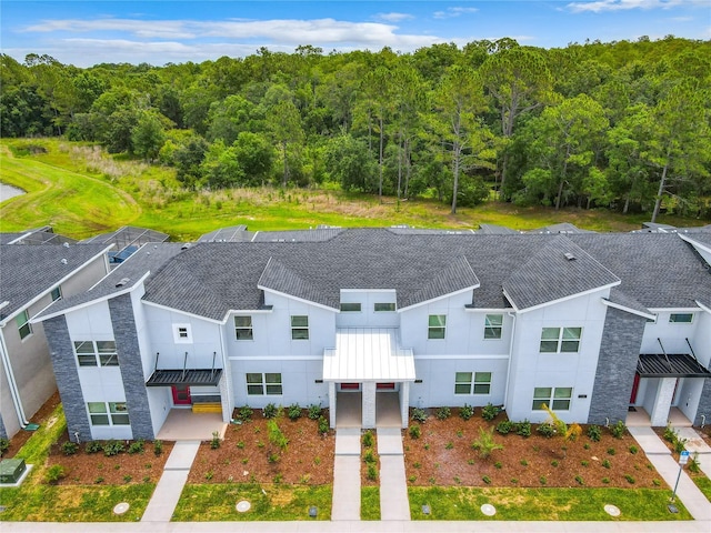 bird's eye view with a forest view