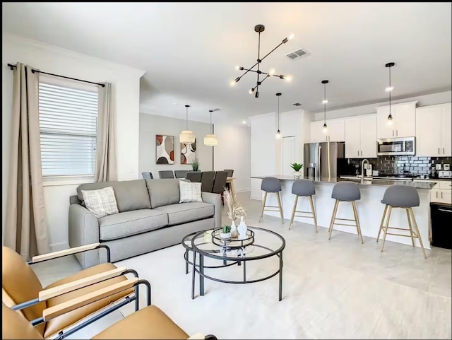 living room with visible vents