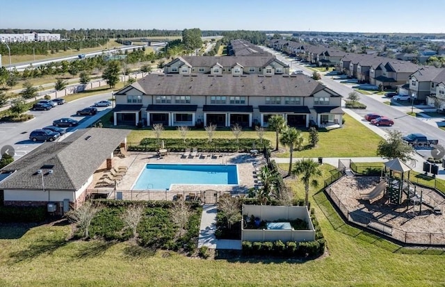 aerial view with a residential view