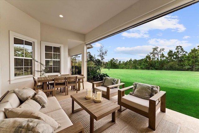 view of patio featuring an outdoor hangout area and outdoor dining area