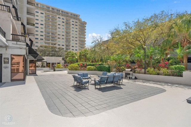 view of patio / terrace featuring an outdoor hangout area