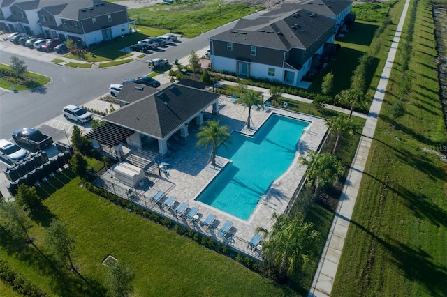 aerial view featuring a residential view