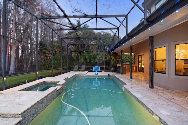 5524 Sail Ct, Orlando, FL 32819 - view of pool featuring a patio, a lanai, and a pool with connected hot tub