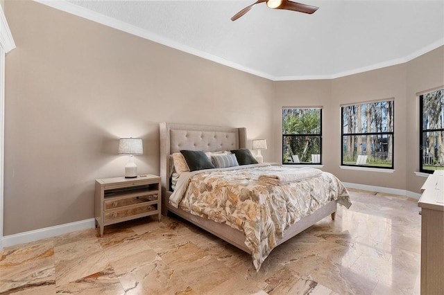 5524 Sail Ct, Orlando, FL 32819 - bedroom featuring crown molding, baseboards, and a ceiling fan