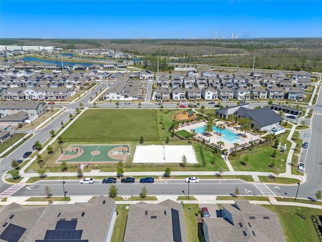 drone / aerial view with a residential view