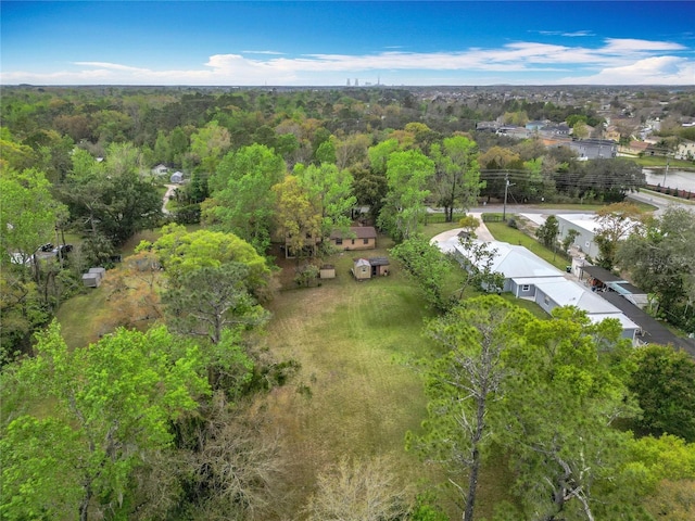 drone / aerial view with a forest view