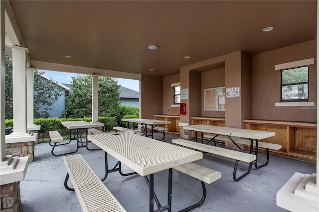 view of patio featuring outdoor dining area