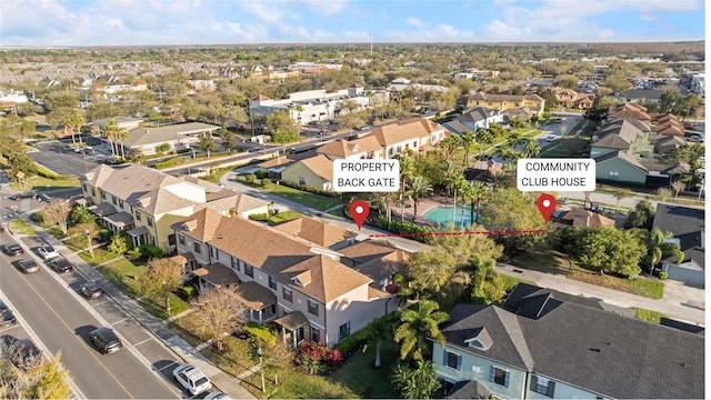 drone / aerial view featuring a residential view