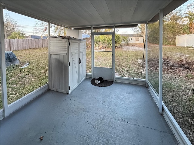 view of unfurnished sunroom