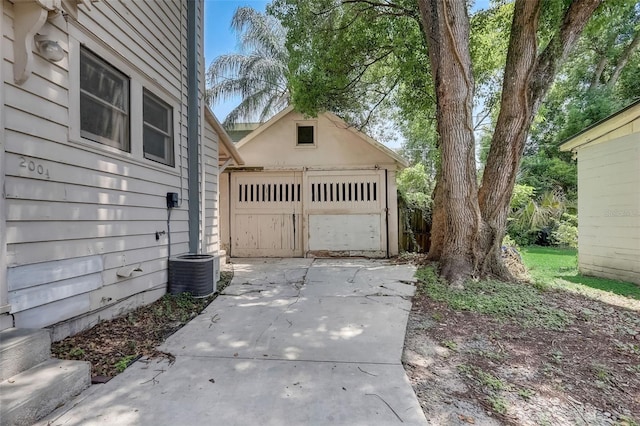 garage featuring central AC unit