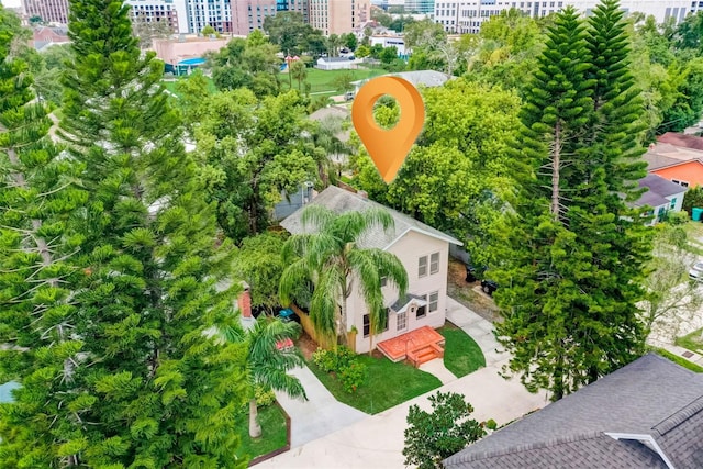 birds eye view of property featuring a view of city