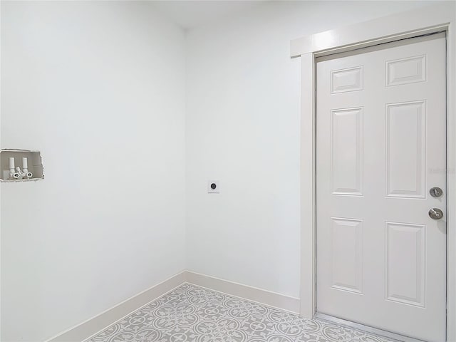 washroom featuring hookup for a washing machine, laundry area, hookup for an electric dryer, and baseboards