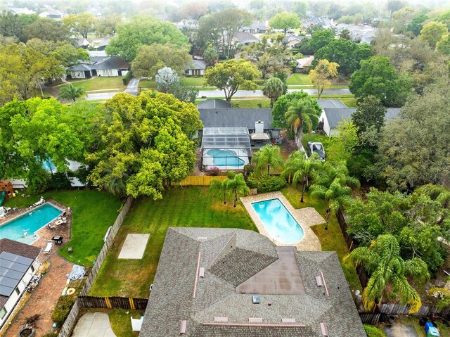 aerial view featuring a residential view