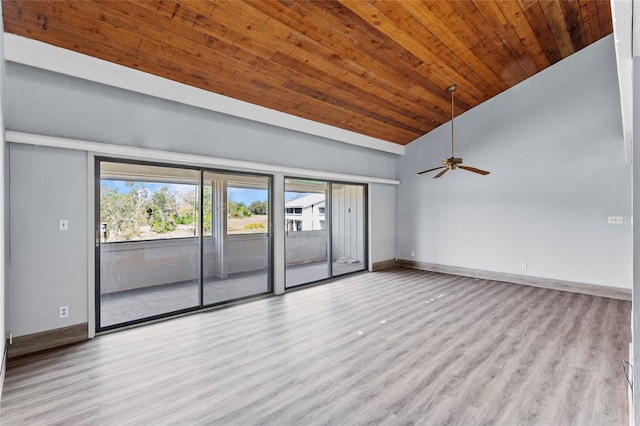 2297 Burnway Rd Unit 2297, Haines City, FL 33844 - empty room featuring wood ceiling, vaulted ceiling, baseboards, and wood finished floors
