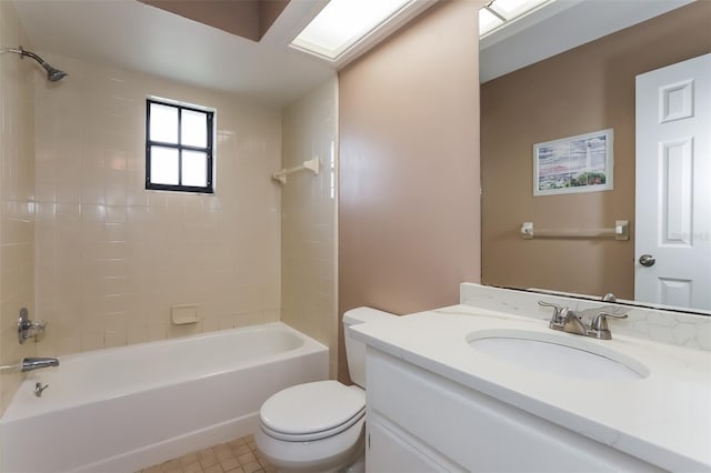 full bath featuring  shower combination, vanity, and toilet